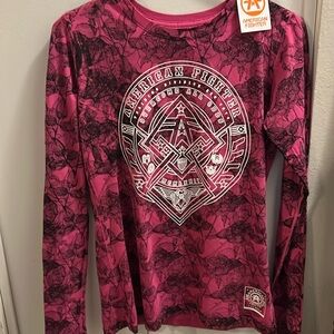 Nwt American Fighter long sleeve top (pink with black flowers)